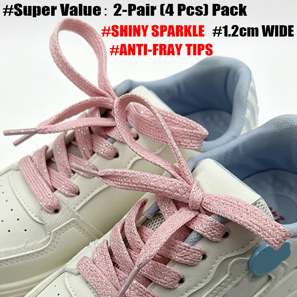 4Pcs(2 Pairs) Glitter Flat Shoelaces 1.2cm Wide Shiny Sparkle Replacement Laces for Sneakers Canvas Shoes Sports 120/140/160cm
4Pcs(2 Pairs) Glitter Flat Shoelaces 1.2cm Wide Shiny Sparkle Replacement Laces for Sneakers Canvas Shoes Sports 120/140/160cm