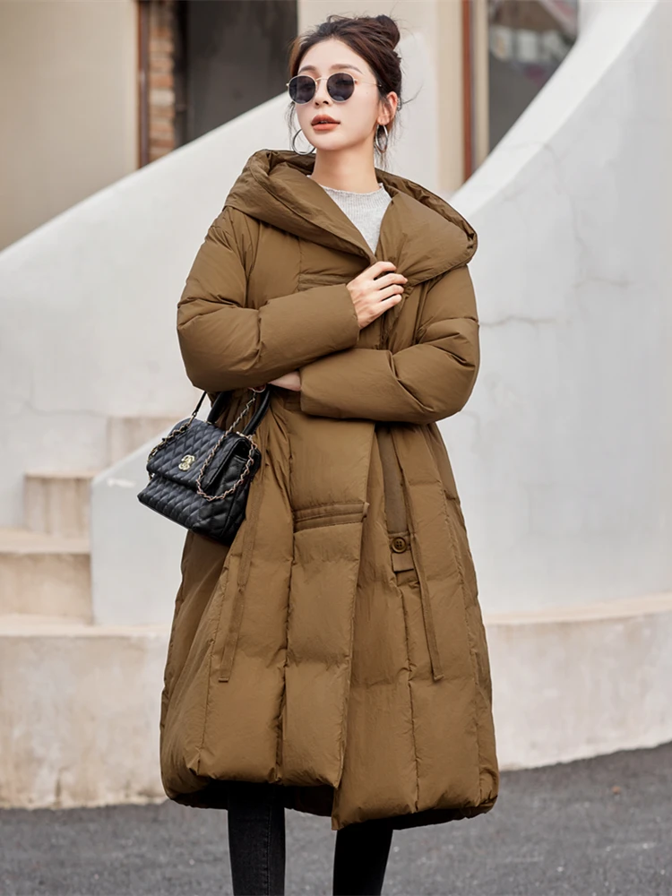 Long White Duck Down Jacket for Women, Hooded, Light Waist Clothing, Female Chinese Style, Large Size, Loose, Casual, Winter
Long White Duck Down Jacket for Women, Hooded, Light Waist Clothing, Female Chinese Style, Large Size, Loose, Casual, Winter