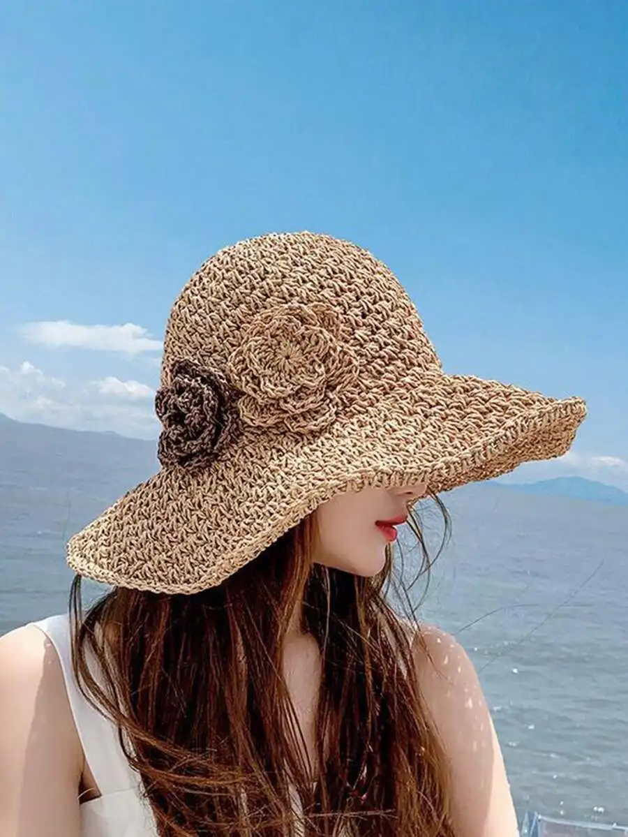 1pc Women's Fashion Straw Hat, Outdoor Travel Essential Gift, Suitable For Daily Life, Foldable, Floral, Wide Brim, Beach, Vacat
1pc Women's Fashion Straw Hat, Outdoor Travel Essential Gift, Suitable For Daily Life, Foldable, Floral, Wide Brim, Beach, Vacat