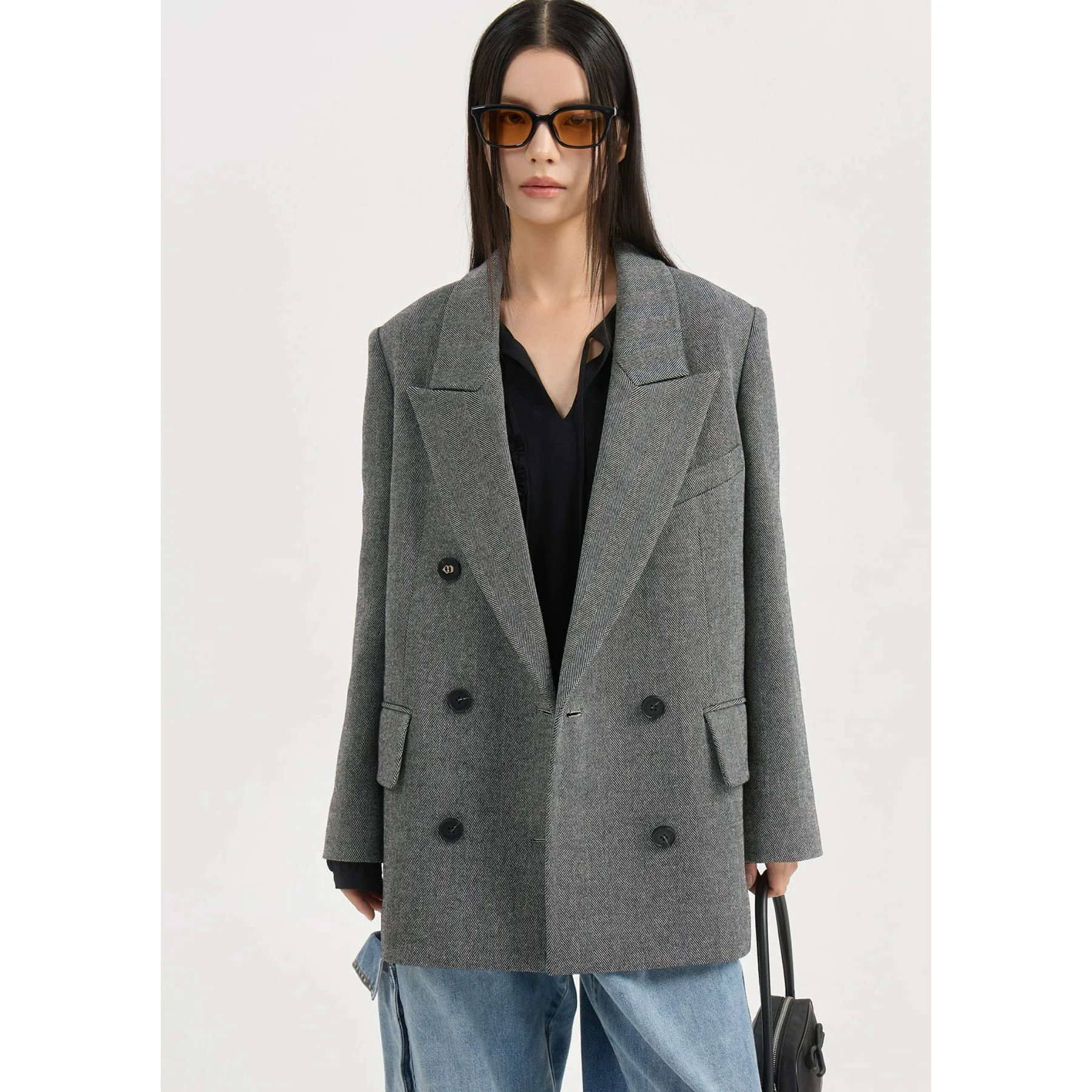 Double-Buttoned Loose Straight-Leg Suit Jaet with Lemonass Cheese Pattern Classic Simple Collar Commuter Sle Long Sve
Double-Buttoned Loose Straight-Leg Suit Jaet with Lemonass Cheese Pattern Classic Simple Collar Commuter Sle Long Sve