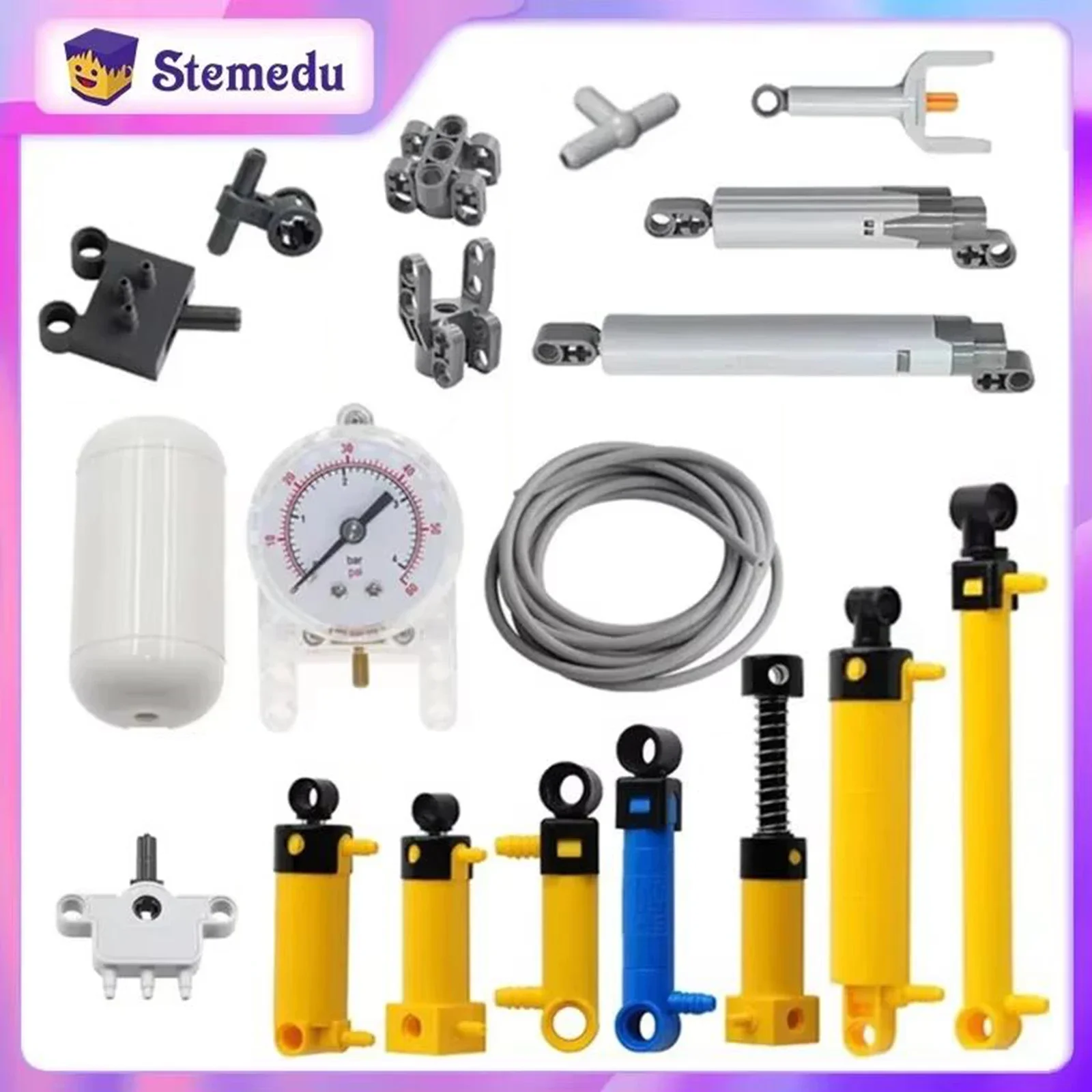 MOC Pneumatic Kits Technical Parts Cylinders Air Pump Push Rod Switch Piston Air Pipe Air Building Blocks 47225 19478 4697 8800
MOC Pneumatic Kits Technical Parts Cylinders Air Pump Push Rod Switch Piston Air Pipe Air Building Blocks 47225 19478 4697 8800