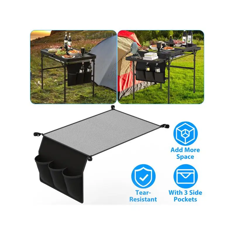 Подвесная сетка для хранения походного стола 35,43 x 23,62, устойчивая к разрыву сетчатая сумка под столом с 3 боковыми карманами и 4 угловыми зажимами
Подвесная сетка для хранения походного стола 35,43 x 23,62, устойчивая к разрыву сетчатая сумка под столом с 3 боковыми карманами и 4 угловыми зажимами