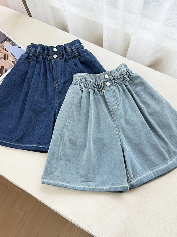 High Waist Loose Fit A-Line Wide Leg Pants Women's Denim Shorts Pure Color Flower Bud Elastic Waist Slimming Hot Pants
High Waist Loose Fit A-Line Wide Leg Pants Women's Denim Shorts Pure Color Flower Bud Elastic Waist Slimming Hot Pants