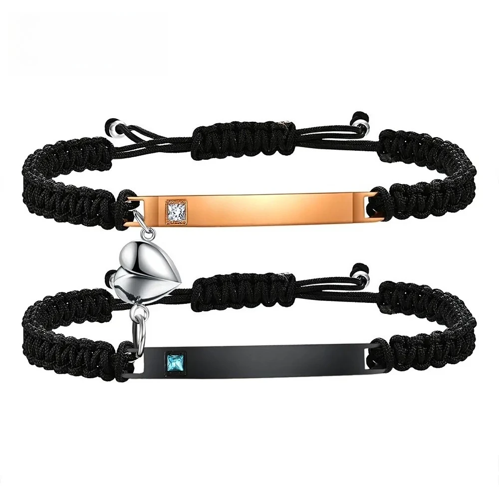 Fashion Custom Couple Stainless Steel Bracelet Set Black Woven Heart Magnetic Suction Diamond Inlaid Bracelet for Women Jewelry
Fashion Custom Couple Stainless Steel Bracelet Set Black Woven Heart Magnetic Suction Diamond Inlaid Bracelet for Women Jewelry