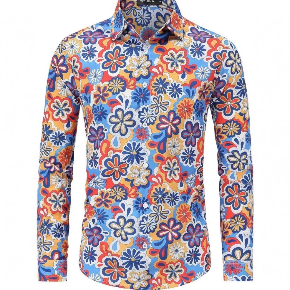 Halloween Hippie Men's 70s Disco Hip Hop Button Floral Retro Long Sleeve Shirt Punk Style Printed Cotton Blend Dance Wear
Halloween Hippie Men's 70s Disco Hip Hop Button Floral Retro Long Sleeve Shirt Punk Style Printed Cotton Blend Dance Wear