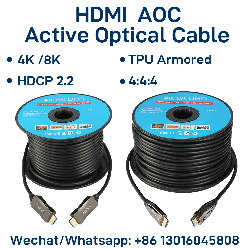 4K/8K Fiber HDMI Active Optical Cable (AOC), Standard & TPU Armored, Compatible for Laptop, PC, Monitor, PS5, Xbox, TV etc
4K/8K Fiber HDMI Active Optical Cable (AOC), Standard & TPU Armored, Compatible for Laptop, PC, Monitor, PS5, Xbox, TV etc