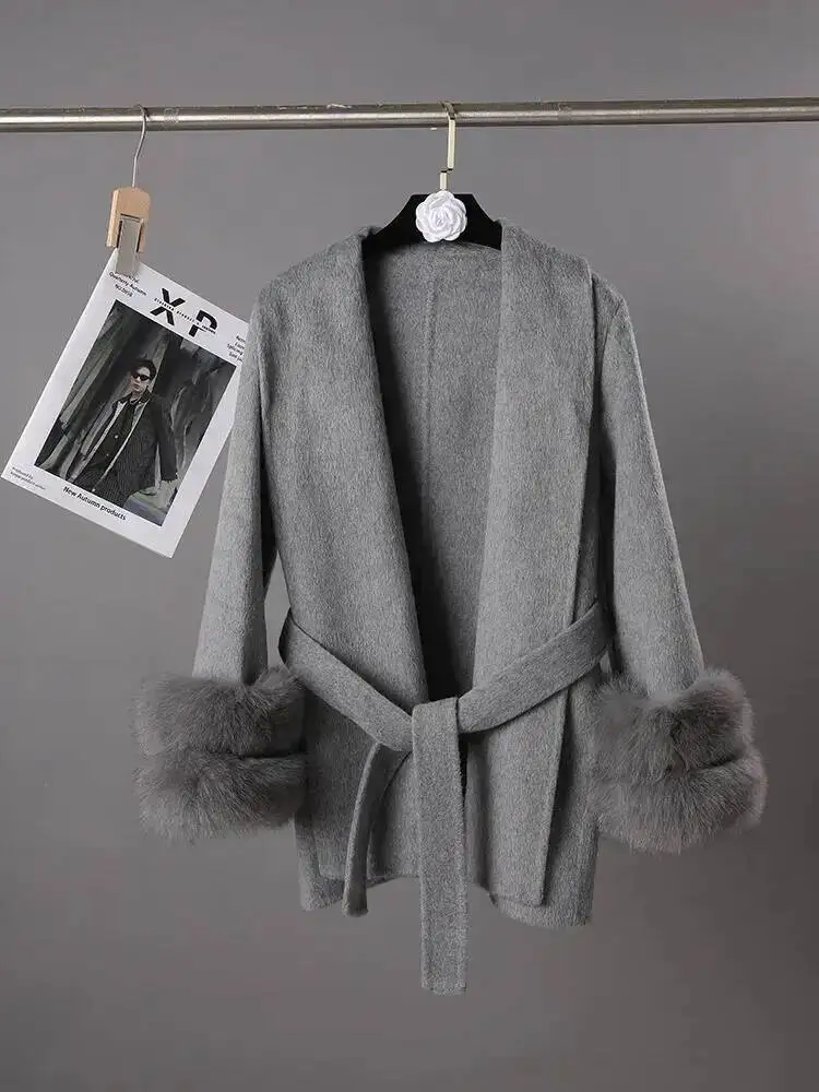 UCXQ Elegant OL Office Lady Overcoats Fur Patchwork Long Sleeve Woolen Coat Beautiful Women's Clothing Jacket Autumn 2025 Winter 56 S47bda7733f26428a979345de2acafd1dj