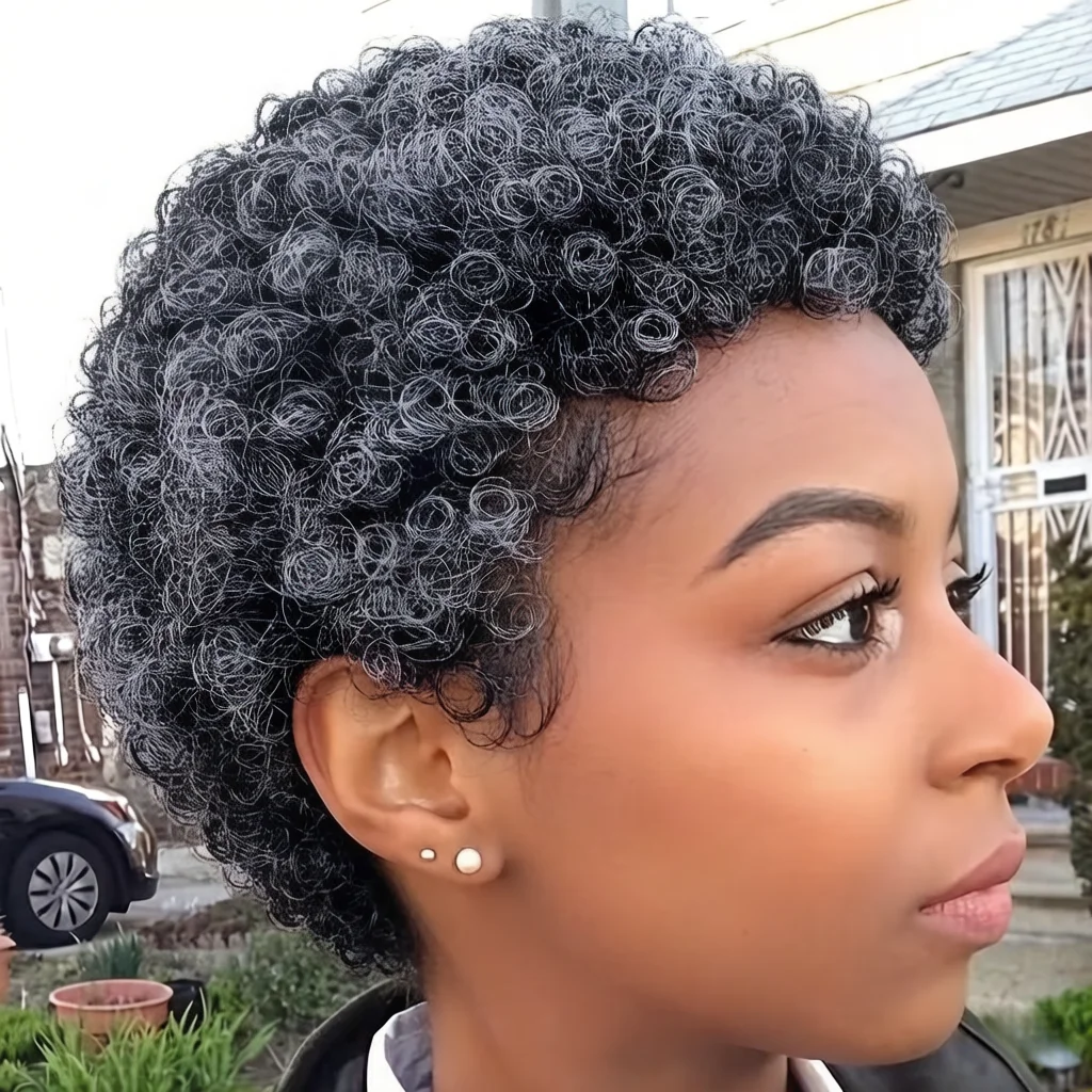 Short Kinky Curly Human Hair Wig for Women, Human Hair Pixie Cut Wig,Full Machine Made Wig, 6 Inch Afro Curly Human Hair Wig, Da
Short Kinky Curly Human Hair Wig for Women, Human Hair Pixie Cut Wig,Full Machine Made Wig, 6 Inch Afro Curly Human Hair Wig, Da
