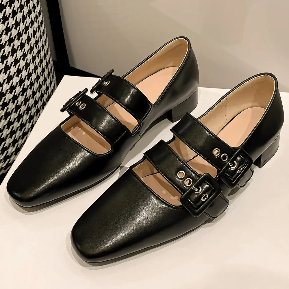 Women's genuine leather double metal buckle slip-on mary jane flats sqaure toe casual female soft comfortable ballerinas shoes
Women's genuine leather double metal buckle slip-on mary jane flats sqaure toe casual female soft comfortable ballerinas shoes