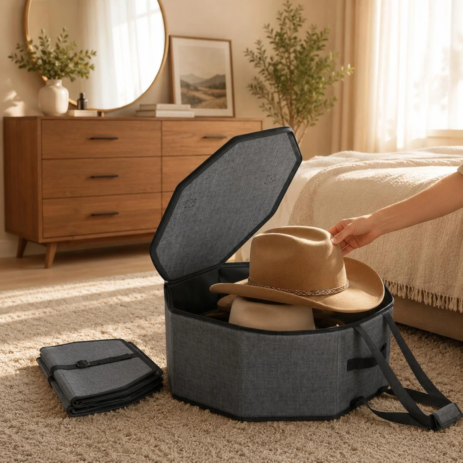 Octagonal Hat Box Hard-Edged Octagonal Hat Carrier Zippered Strong Handles
Octagonal Hat Box Hard-Edged Octagonal Hat Carrier Zippered Strong Handles