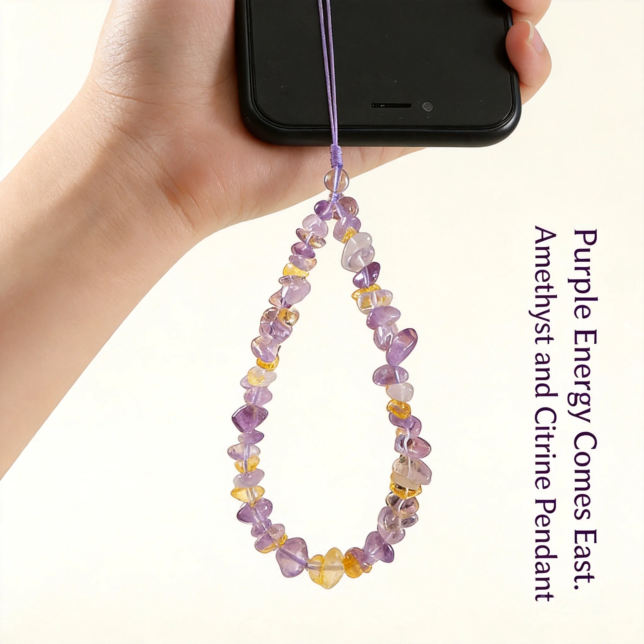 Chinese Style Lucky Amethyst Citrine Beaded Phone Lanyard Women Wealth Attracting Wrist Strap Phone Case Pendant Good Fortune
Chinese Style Lucky Amethyst Citrine Beaded Phone Lanyard Women Wealth Attracting Wrist Strap Phone Case Pendant Good Fortune
