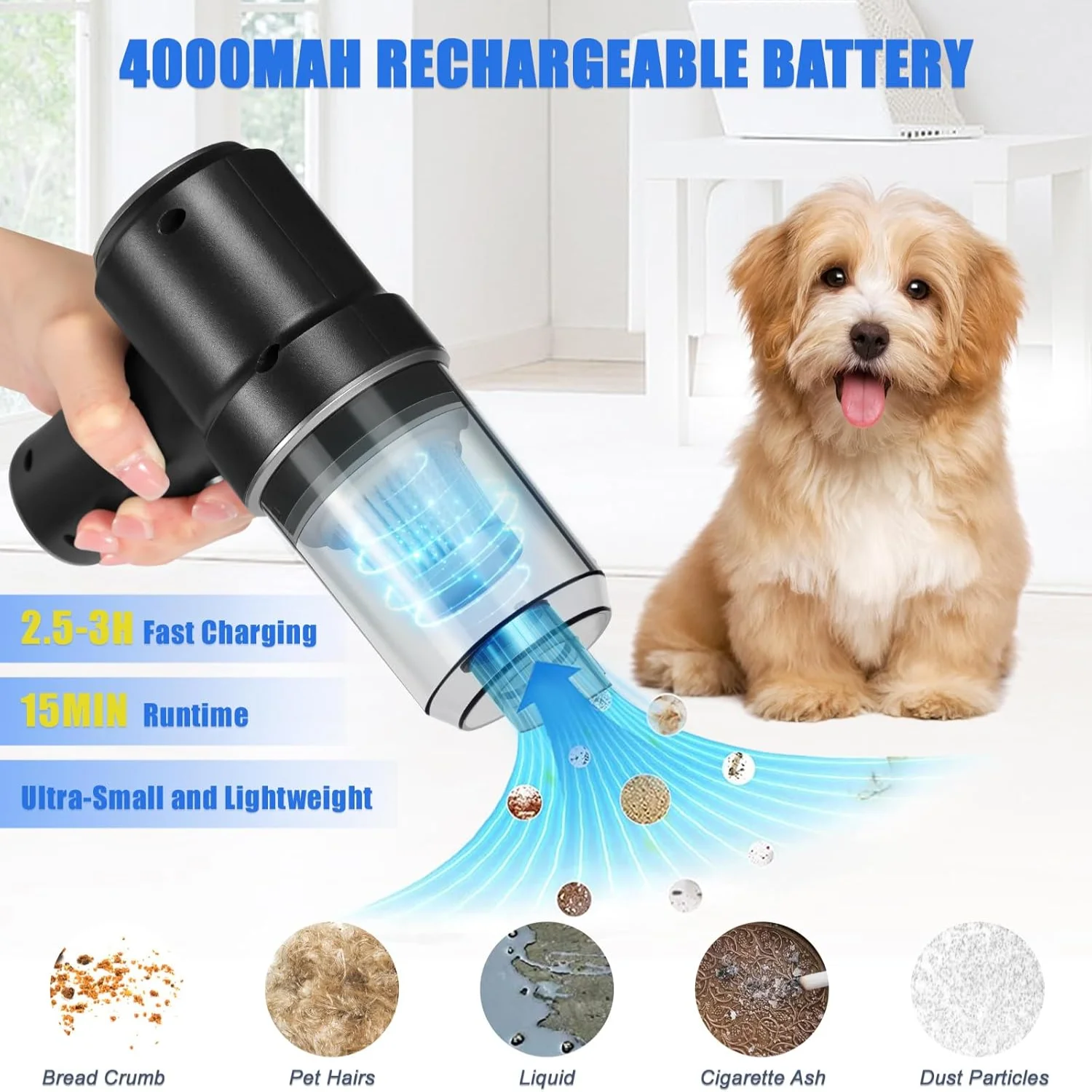 Vacuum Cordless, Mini Vacuum, Car Vacuum with LED, Air Duster & Vacuum Cleaner 2 in 1 Rechargeable, Portable Vacuum Cleaner fo
Vacuum Cordless, Mini Vacuum, Car Vacuum with LED, Air Duster & Vacuum Cleaner 2 in 1 Rechargeable, Portable Vacuum Cleaner fo