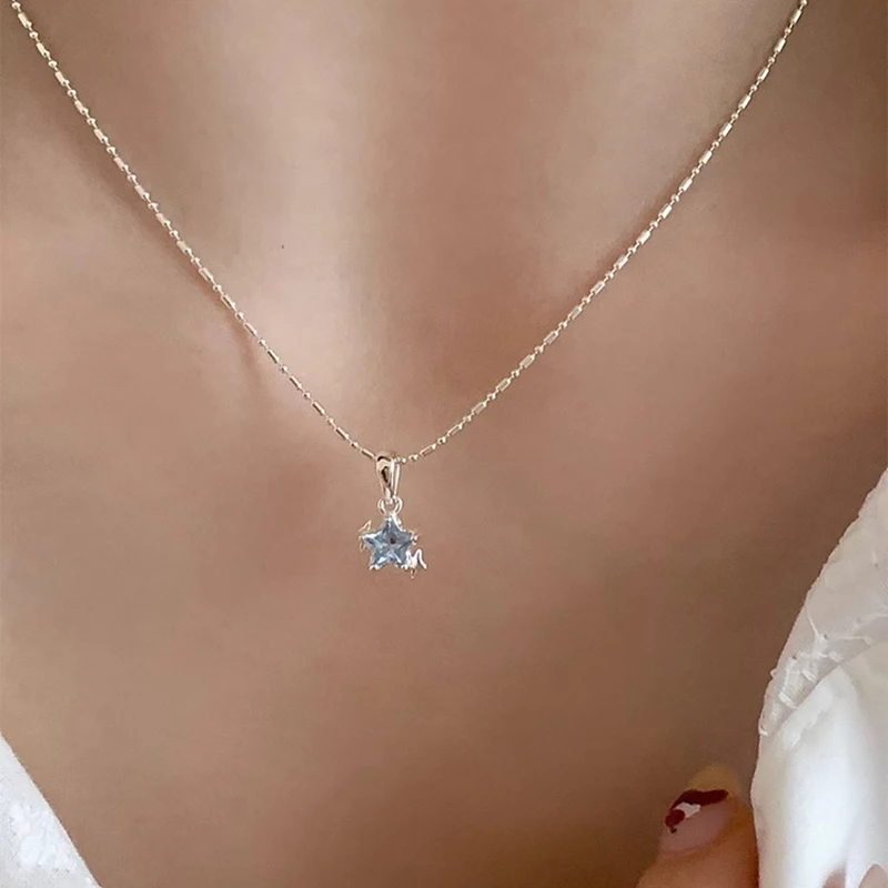 925 Sterling Silver Necklace Cute Blue Star Simple Five Pointed Elegant for Women Girl Jewelry Gift Dropshipping Wholesale
925 Sterling Silver Necklace Cute Blue Star Simple Five Pointed Elegant for Women Girl Jewelry Gift Dropshipping Wholesale