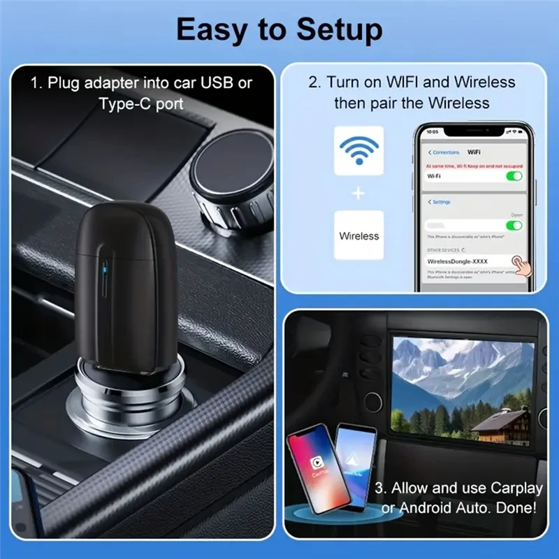 WIFI6 Dual Interface Wireless Carplay Adapter 2In1 Carplay+Android Auto USB-A And USB-C For Wireled Carplay To Wireless-A14Z
WIFI6 Dual Interface Wireless Carplay Adapter 2In1 Carplay+Android Auto USB-A And USB-C For Wireled Carplay To Wireless-A14Z
