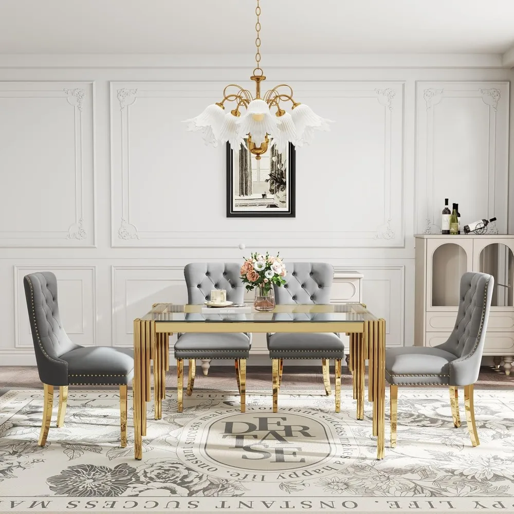 5-piece Glass Dining Table Set, Suitable for 4.53-inch Rectangular Kitchen Dining Table
5-piece Glass Dining Table Set, Suitable for 4.53-inch Rectangular Kitchen Dining Table