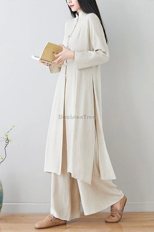 2025 chinese national style women tea suit cotton and linen stand collar long sleeve long pants 2 piece tang suit cheongsam set
2025 chinese national style women tea suit cotton and linen stand collar long sleeve long pants 2 piece tang suit cheongsam set