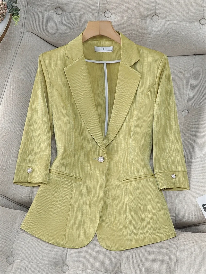 Spring Summer Women Blazers 2025 New Seven Quarter Sleeve Thin Suit Jacket Female Top Ladies Professional Office Coat Outerwear
Spring Summer Women Blazers 2025 New Seven Quarter Sleeve Thin Suit Jacket Female Top Ladies Professional Office Coat Outerwear