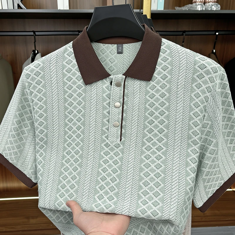 Luxury men's knitted polo shirt short sleeve new soft comfort high-quality fashion jacquard casual color blocked summer T-shirt
Luxury men's knitted polo shirt short sleeve new soft comfort high-quality fashion jacquard casual color blocked summer T-shirt