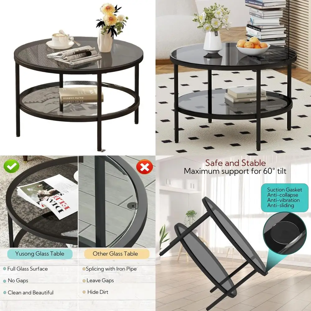 Modern 2-Tier Circular Coffee Table with Storage, 26 Diameter, Ideal for Living Rooms and Small Spaces
Modern 2-Tier Circular Coffee Table with Storage, 26 Diameter, Ideal for Living Rooms and Small Spaces