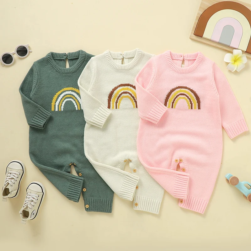 Autumn Newborn Baby Girl Jumpsuit Knitted Long Sleeve Rainbow Sweater Romper Infant Girls Bodysuit Korean Baby Girls Jumpsuit
Autumn Newborn Baby Girl Jumpsuit Knitted Long Sleeve Rainbow Sweater Romper Infant Girls Bodysuit Korean Baby Girls Jumpsuit