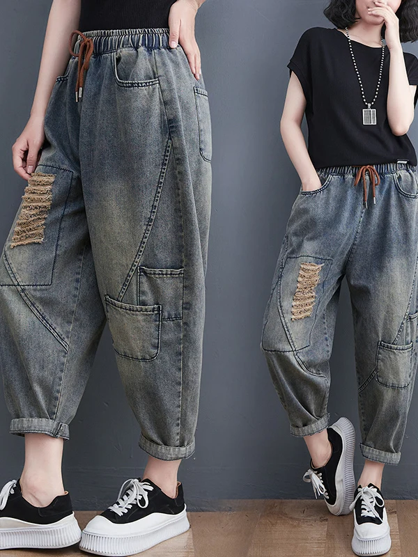 Loose Women's Vintage Waed Denim Jeans Spring Season Casual Sle Faded Ripped Harlan Pants Comfortable Fit Light Color
Loose Women's Vintage Waed Denim Jeans Spring Season Casual Sle Faded Ripped Harlan Pants Comfortable Fit Light Color