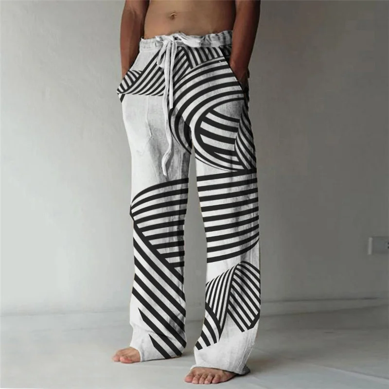 Men's sports pants with wave stripes 3D printed casual pants, drawstring straight leg beach pants, street linen pants
Men's sports pants with wave stripes 3D printed casual pants, drawstring straight leg beach pants, street linen pants