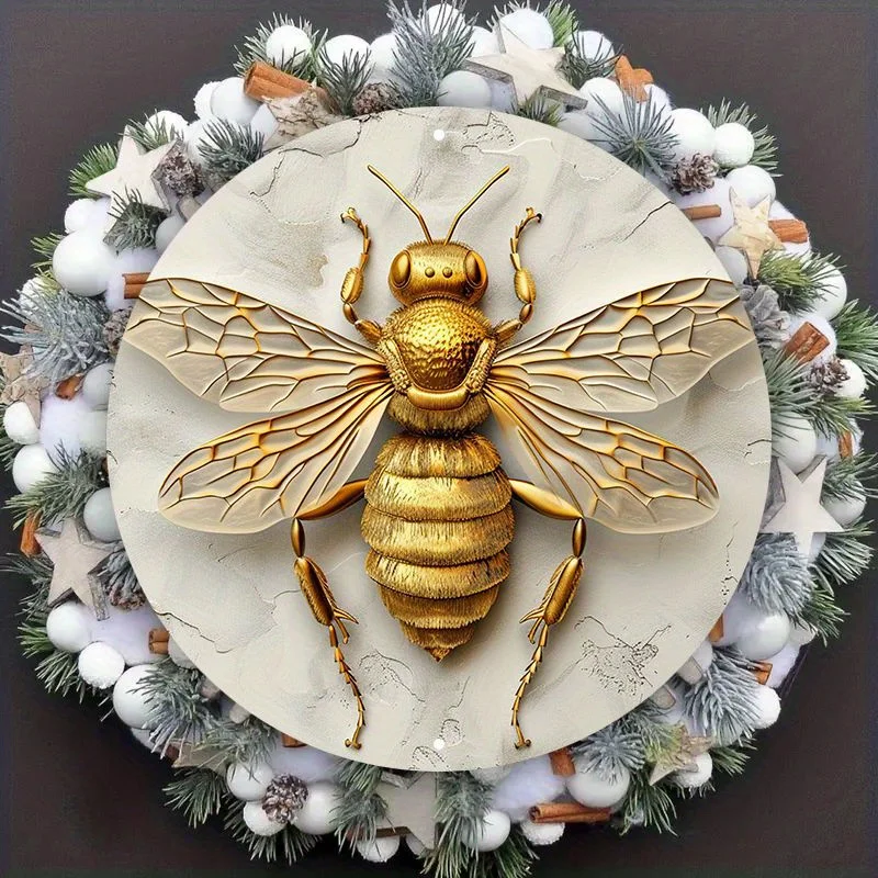 Bee Emblem Metal Wall Art, Round Aluminum Decorative Sign, Textured 3D Effect, Home and Garden Accent, Decorative Wall Poster
Bee Emblem Metal Wall Art, Round Aluminum Decorative Sign, Textured 3D Effect, Home and Garden Accent, Decorative Wall Poster