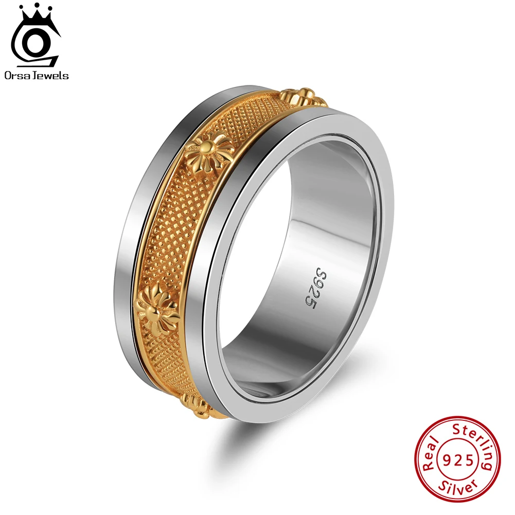 ORSA JEWELS 925 Sterling Silver Wedding Band Rings for Men Vintage Gold Plated Fidget Anxiety Rotatable Rings Party Jewelry NMR1
ORSA JEWELS 925 Sterling Silver Wedding Band Rings for Men Vintage Gold Plated Fidget Anxiety Rotatable Rings Party Jewelry NMR1