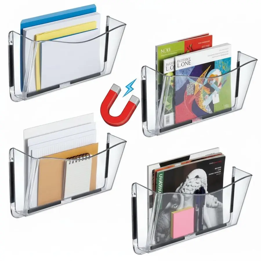 Clear Plastic Wall Mount File Holder with Magnets, 4Pack
Clear Plastic Wall Mount File Holder with Magnets, 4Pack