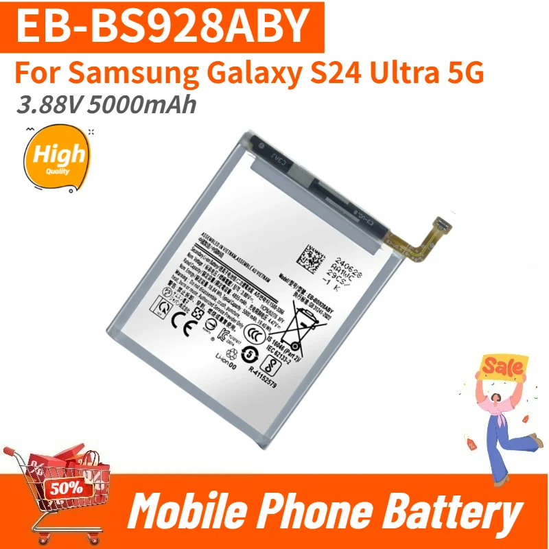 High Quality Phone Battery 3.88V 5000mAh EB-BS928ABY For Samsung Galaxy S24 Ultra 5G Brand New Replacement Battery
High Quality Phone Battery 3.88V 5000mAh EB-BS928ABY For Samsung Galaxy S24 Ultra 5G Brand New Replacement Battery