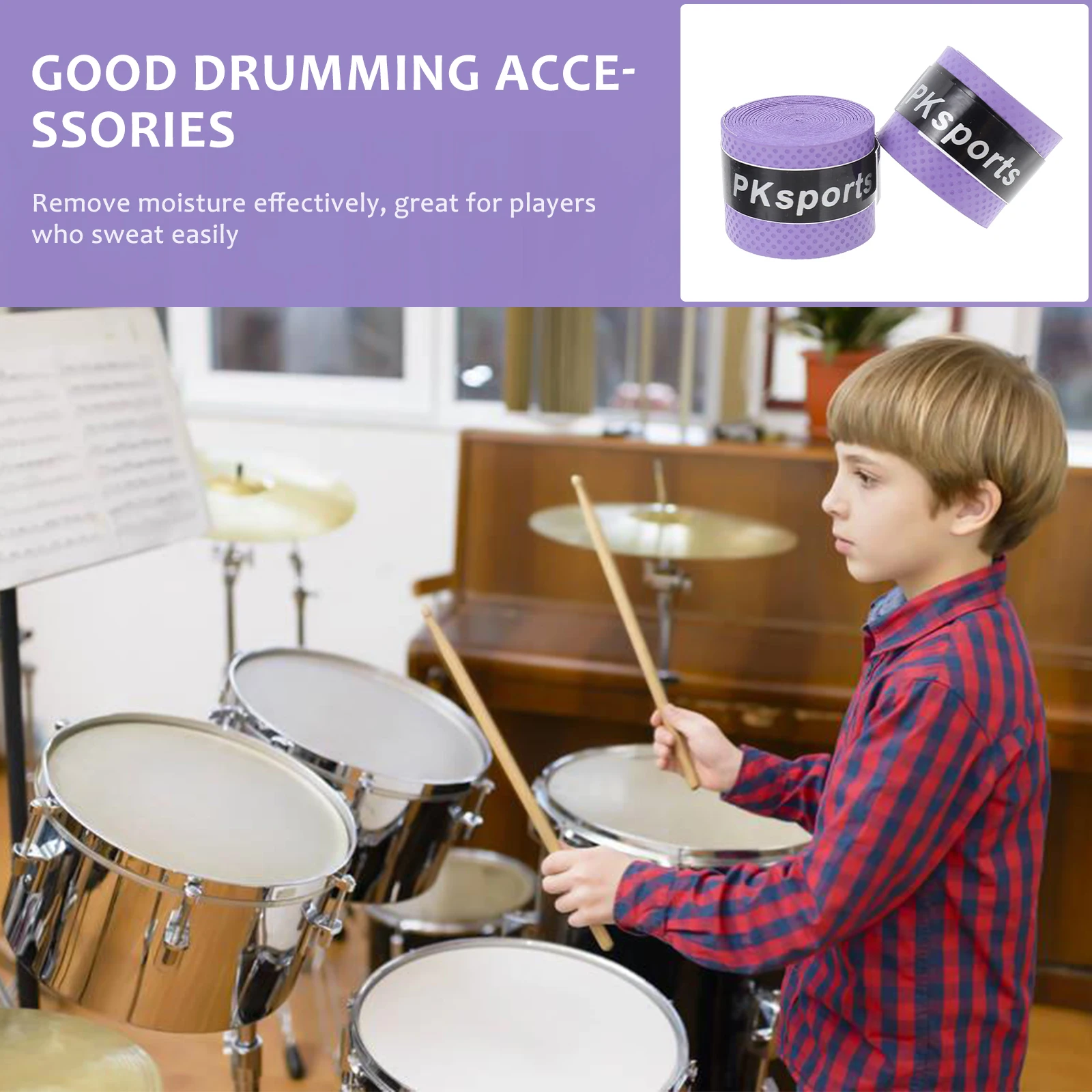 2 Pcs Drumstick Anti-slip Belt Tape Mallets Grip Grips Wrap Accessories Supplies Snare Belts Sweat-absorbent Tapes Electronic
2 Pcs Drumstick Anti-slip Belt Tape Mallets Grip Grips Wrap Accessories Supplies Snare Belts Sweat-absorbent Tapes Electronic