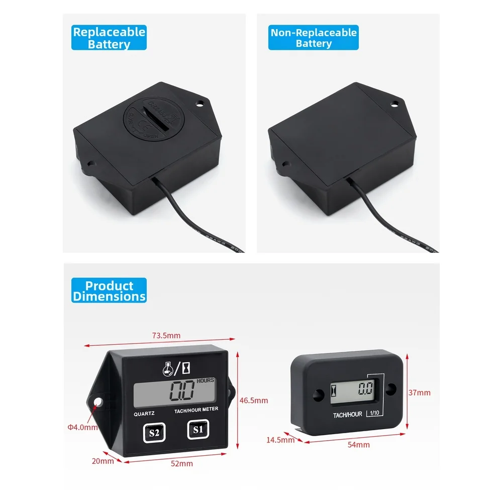 Digital Tachometer Hour Meter for Fuel Engines with RPM and Hour Tracking for Chainsaws Motorcycles and Lawn Mowers
Digital Tachometer Hour Meter for Fuel Engines with RPM and Hour Tracking for Chainsaws Motorcycles and Lawn Mowers