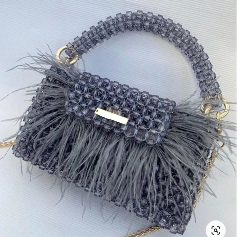 Advanced Texture Feather Design Women's Bags New Handmade Acrylic Bead Chain Crossbody Bag Customizable Color Banquet Handbag
Advanced Texture Feather Design Women's Bags New Handmade Acrylic Bead Chain Crossbody Bag Customizable Color Banquet Handbag
