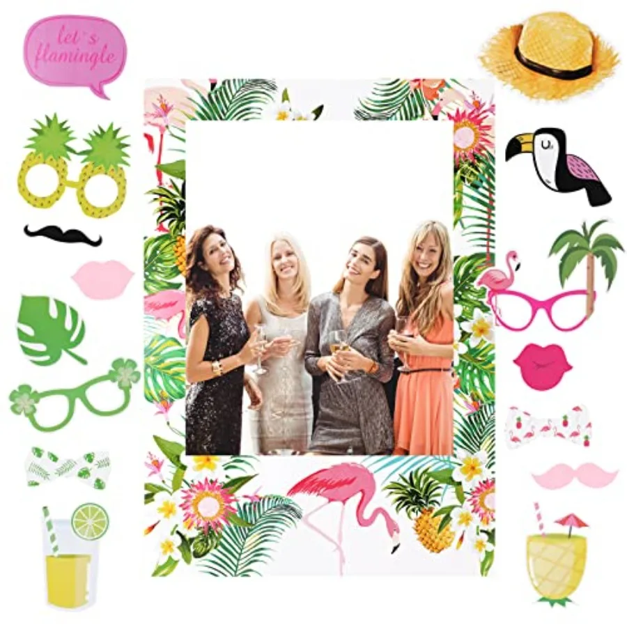 Luau Photo Booth Props - 15PCS Tropical Party Props Kit with Summer Beach Photo Frame for Hawaiian Luau Summer Beach Party Supp
Luau Photo Booth Props - 15PCS Tropical Party Props Kit with Summer Beach Photo Frame for Hawaiian Luau Summer Beach Party Supp