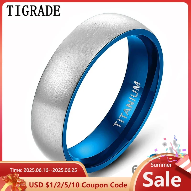 Tigrade 6/8mm Pure Titanium Ring for Man Woman Brushed Silver Color Blue Inside Matte Classic Simple Vintage Engagement Band
Tigrade 6/8mm Pure Titanium Ring for Man Woman Brushed Silver Color Blue Inside Matte Classic Simple Vintage Engagement Band