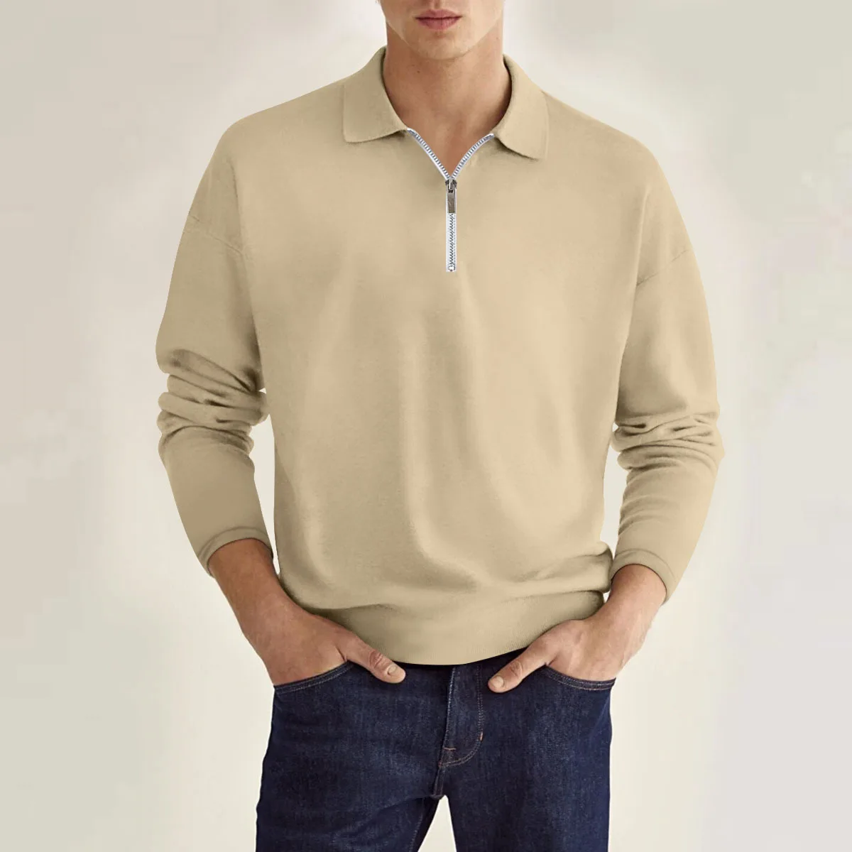 Men's simple solid color POLO Shirts Spring and Autumn fashion casual daily home outdoor sports lapel zipper Long-sleeved Tops
Men's simple solid color POLO Shirts Spring and Autumn fashion casual daily home outdoor sports lapel zipper Long-sleeved Tops