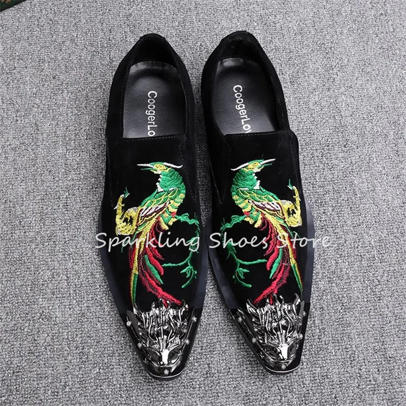 Retro Birds Embroidery Brogue Shoes for Men Mixed Color Pointed Toe Leather Shoes Low Heel Casual Wedding Party Dress Loafers
Retro Birds Embroidery Brogue Shoes for Men Mixed Color Pointed Toe Leather Shoes Low Heel Casual Wedding Party Dress Loafers