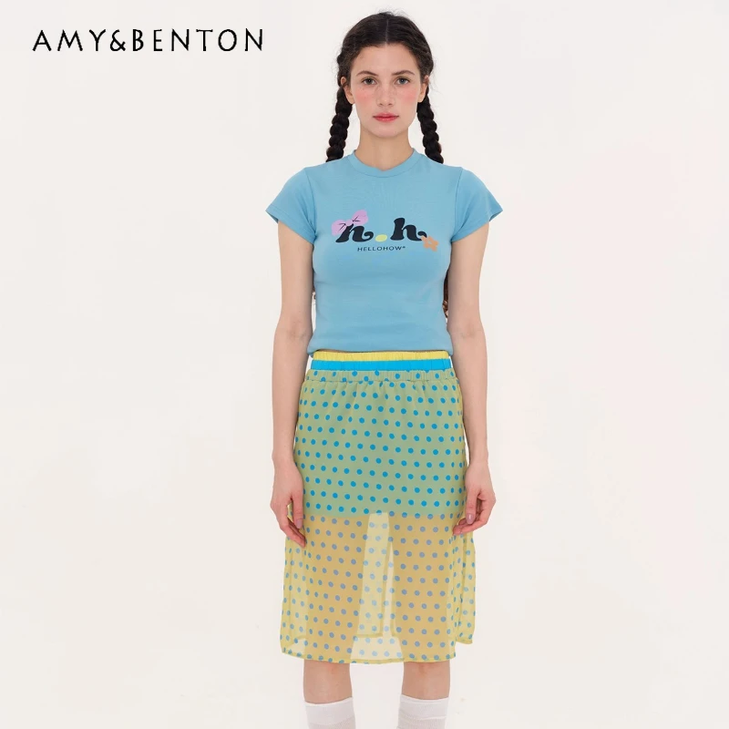 Vintage Colorful Polka Dot Splicing Mesh Fake Two-Piece Women's Short Skirt New Design Sweet Cool Versatile Half Skirts Ladies
Vintage Colorful Polka Dot Splicing Mesh Fake Two-Piece Women's Short Skirt New Design Sweet Cool Versatile Half Skirts Ladies