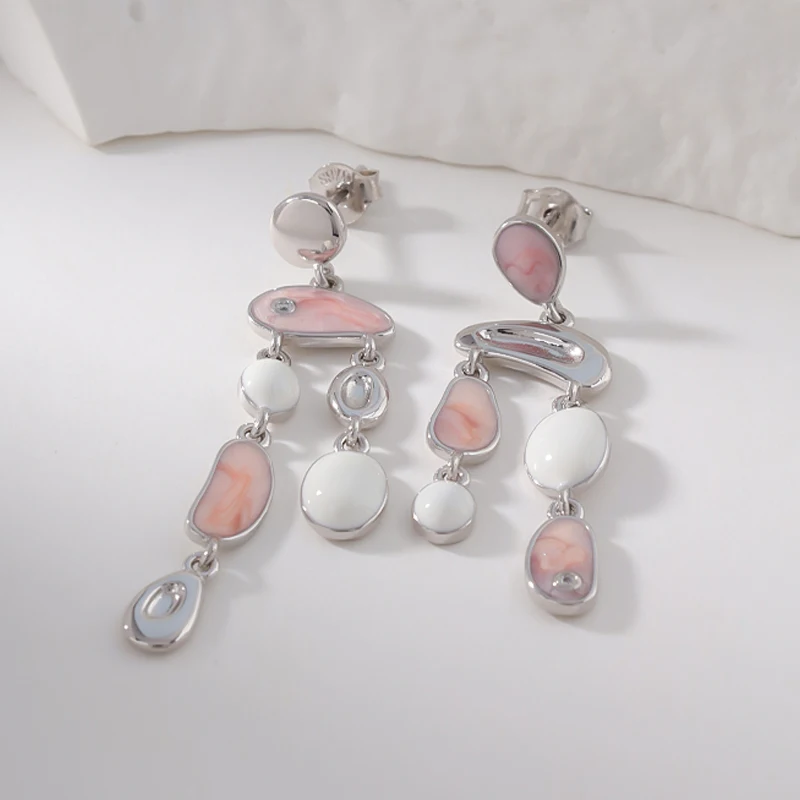 925 Silver Irregular Asymmetric Pink Geometric Statement Drop Earrings for Women Vintage Long Tassel Bohemian Fashion Jewelry 
925 Silver Irregular Asymmetric Pink Geometric Statement Drop Earrings for Women Vintage Long Tassel Bohemian Fashion Jewelry