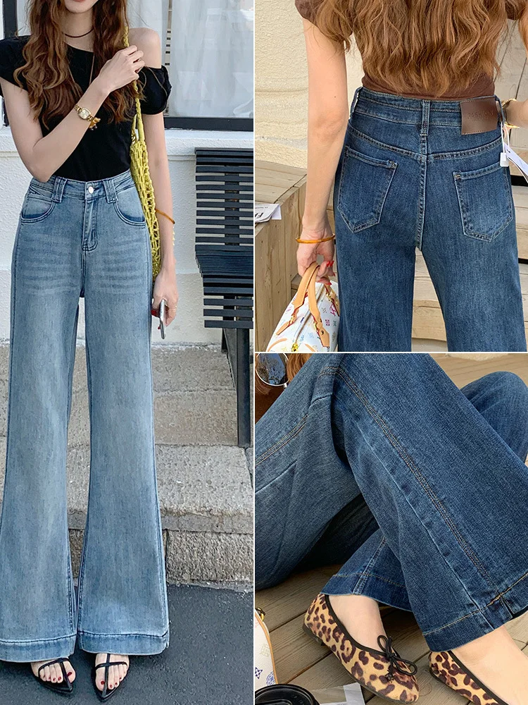 High Waist Wide Leg Jeans Women's plus Size Spring New Style Korean Loose Fit Floor Length Slimming Denim Pants Casual Blue
High Waist Wide Leg Jeans Women's plus Size Spring New Style Korean Loose Fit Floor Length Slimming Denim Pants Casual Blue