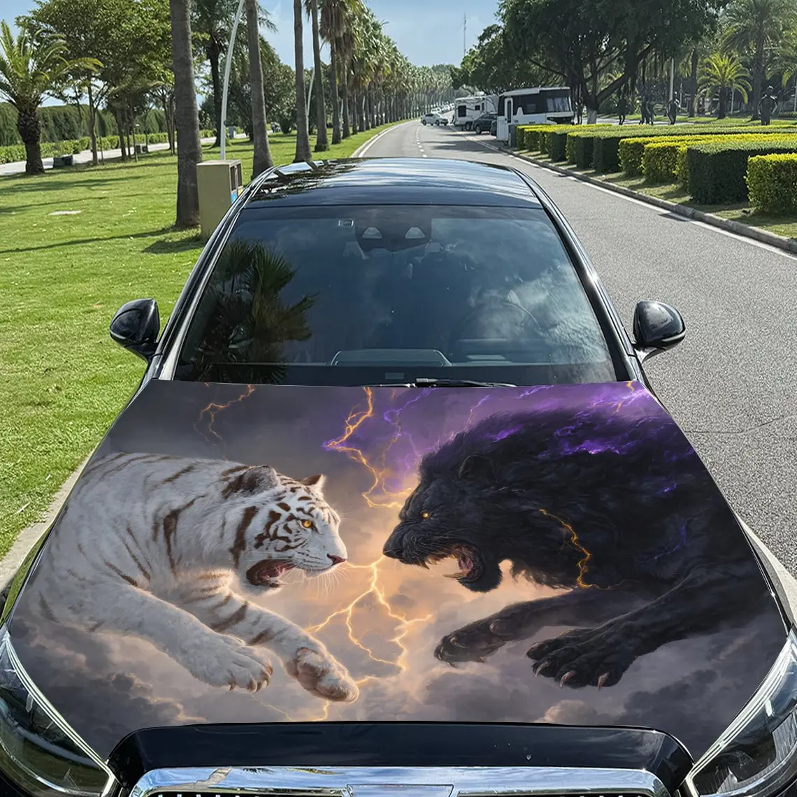 Electric Flame Tiger-Panther Duel Print car hood stickers, waterproof self-adhesive, scratch resistant, easy to stick, durable c
Electric Flame Tiger-Panther Duel Print car hood stickers, waterproof self-adhesive, scratch resistant, easy to stick, durable c