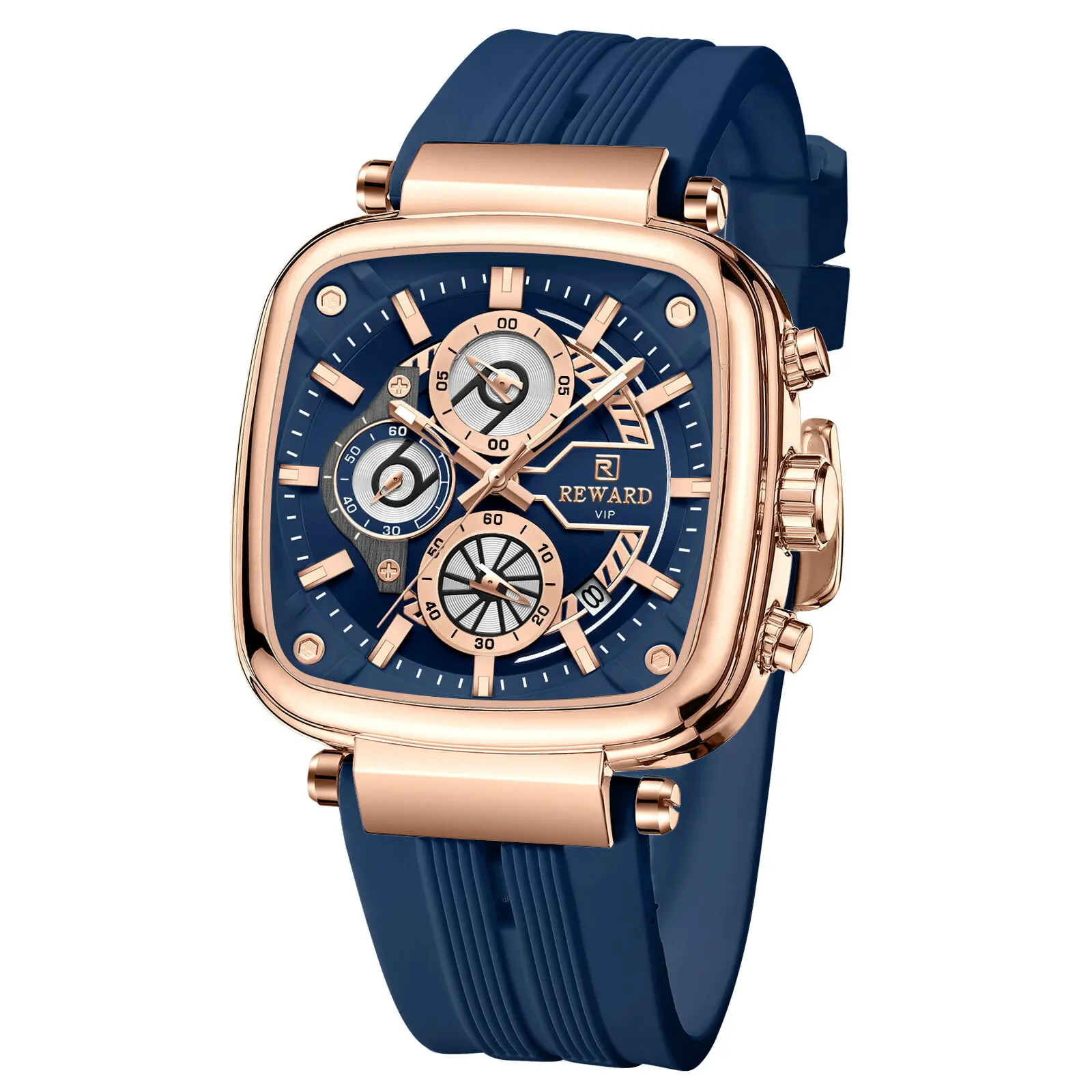 Reward Multi functional Quartz Men's Watch with Silicone Tape Square Three eye Six pin Men's Watch RD831509M-2
Reward Multi functional Quartz Men's Watch with Silicone Tape Square Three eye Six pin Men's Watch RD831509M-2