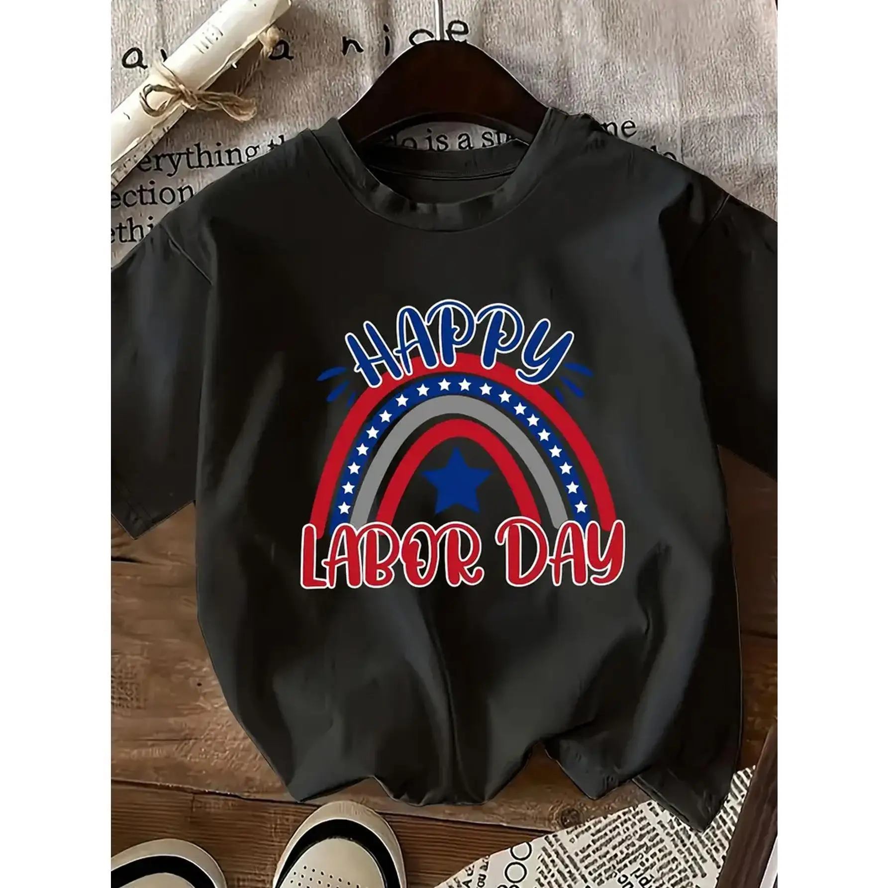 Men Women Happy Labor Day T-Shirt Rainbow Star Print Pullover Festive Holiday Casual Short Sleeve Top
Men Women Happy Labor Day T-Shirt Rainbow Star Print Pullover Festive Holiday Casual Short Sleeve Top