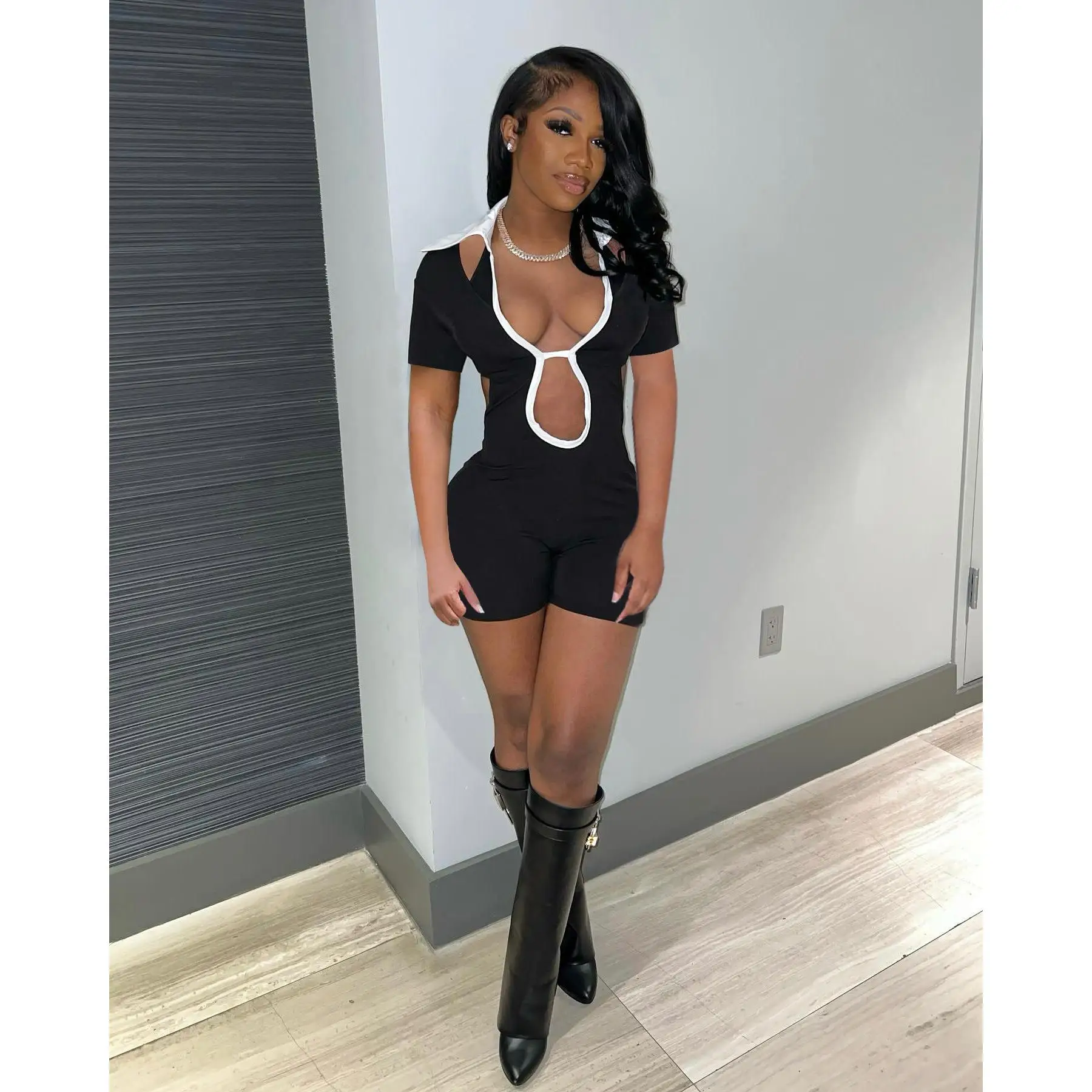 Women's Street Photoaphy Collar Tight Jumpsuit orts Low Waist ort Pants Other Fabric Ladies Faion Autumn Collection
Women's Street Photoaphy Collar Tight Jumpsuit orts Low Waist ort Pants Other Fabric Ladies Faion Autumn Collection