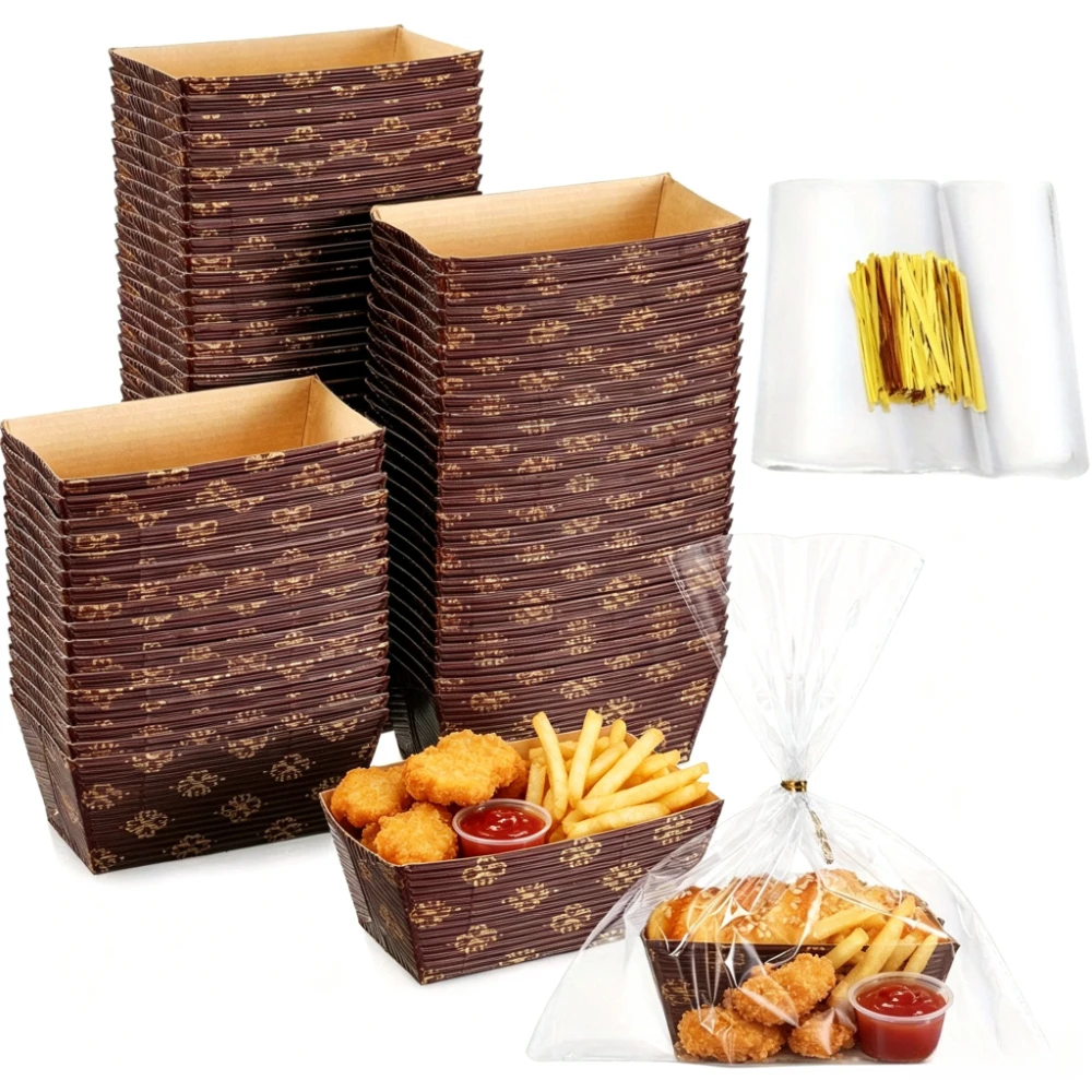 100 Pcs Mini Paper Loaf Pan Set with Clear Plastic Bread Bags, Includes 50 Disposable Pans and 50 Storage Bags for Baking, Weddings, Parties, and Bakery Supplies
100 Pcs Mini Paper Loaf Pan Set with Clear Plastic Bread Bags, Includes 50 Disposable Pans and 50 Storage Bags for Baking, Weddings, Parties, and Bakery Supplies