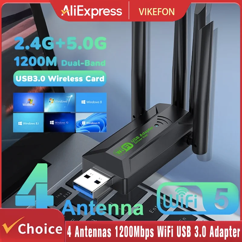 Original 4 Antennas 1200Mbps WiFi USB 3.0 Adapter 2.4G/5GHZ Dual Band WiFi Dongle Wireless Network Card 802.11AX For Win 10/11
Original 4 Antennas 1200Mbps WiFi USB 3.0 Adapter 2.4G/5GHZ Dual Band WiFi Dongle Wireless Network Card 802.11AX For Win 10/11
