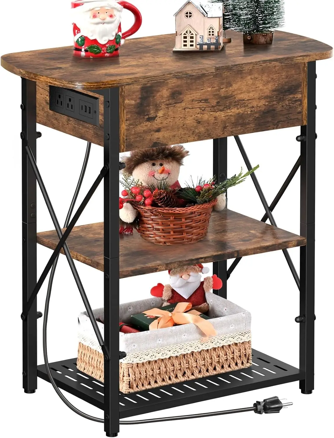 End Table with Charging Station, Side Table with 3 USB Ports and 2 AC Outlets, Flip Top End Table with Storage
End Table with Charging Station, Side Table with 3 USB Ports and 2 AC Outlets, Flip Top End Table with Storage