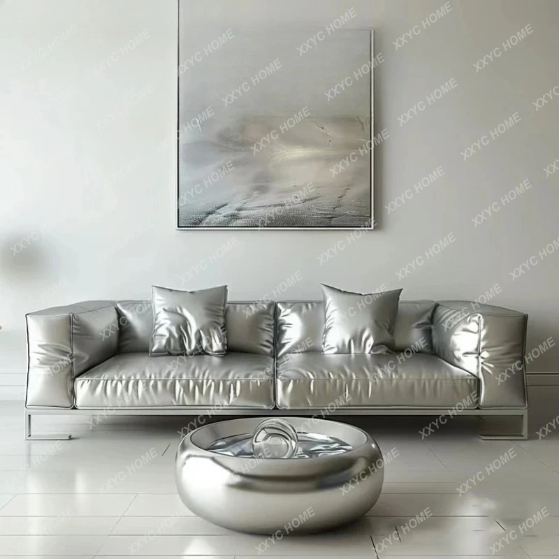 LMinimalist future punk style niche studio store lobby silver pearlescent leather sofa
LMinimalist future punk style niche studio store lobby silver pearlescent leather sofa