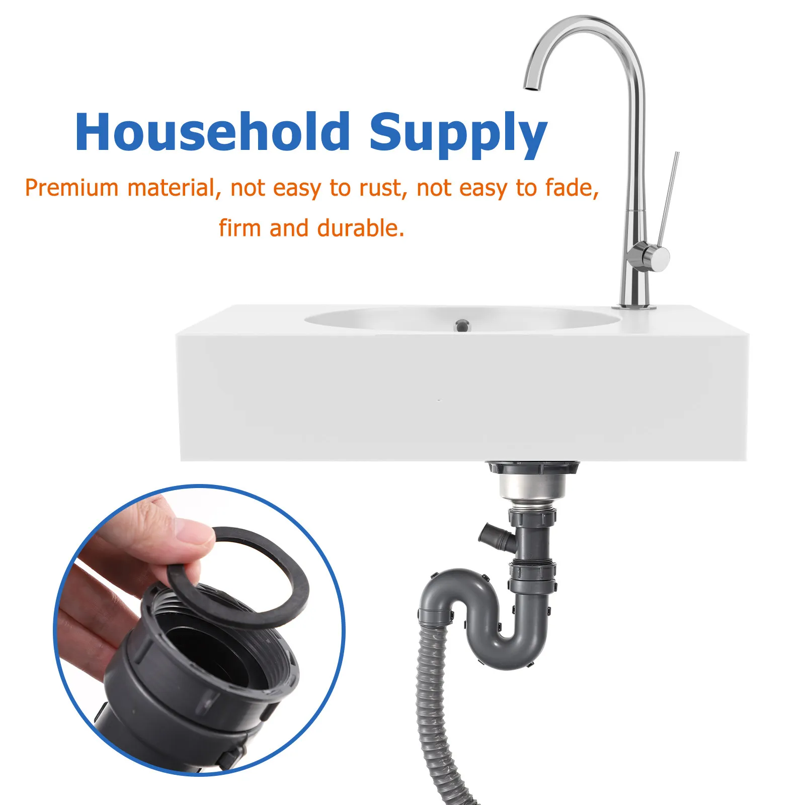1 Set Single Sink Drain Kit Pvc Flexible Pipe For Kitchen Bathroom Drainage, Extendable Steel Wire Hose Corrosion Resistant
1 Set Single Sink Drain Kit Pvc Flexible Pipe For Kitchen Bathroom Drainage, Extendable Steel Wire Hose Corrosion Resistant