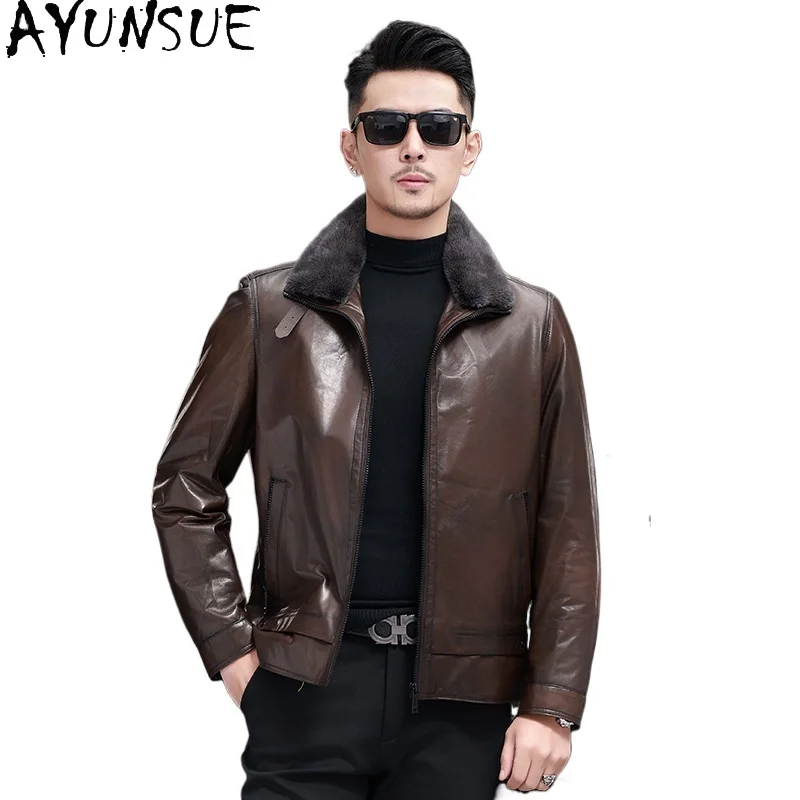 AYUNSUE Genuine Goatskin Leather Jacket Man Warm Goose Down Coat Detachable Mink Fur Collar Short Puffer Coats Leather Jackets
AYUNSUE Genuine Goatskin Leather Jacket Man Warm Goose Down Coat Detachable Mink Fur Collar Short Puffer Coats Leather Jackets